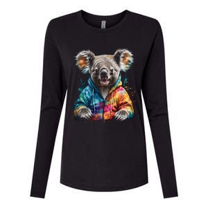 Koala Bear Funny Gift Colorful Funny Animal Art Print Graphic Cool Gift Womens Cotton Relaxed Long Sleeve T-Shirt