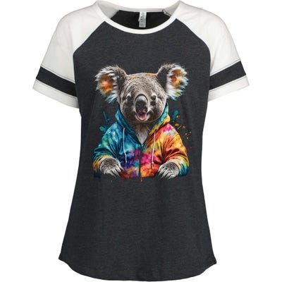 Koala Bear Funny Gift Colorful Funny Animal Art Print Graphic Cool Gift Enza Ladies Jersey Colorblock Tee