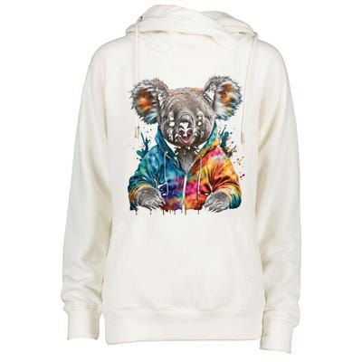 Koala Bear Funny Gift Colorful Funny Animal Art Print Graphic Cool Gift Womens Funnel Neck Pullover Hood