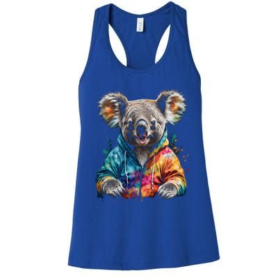 Koala Bear Funny Gift Colorful Funny Animal Art Print Graphic Cool Gift Women's Racerback Tank