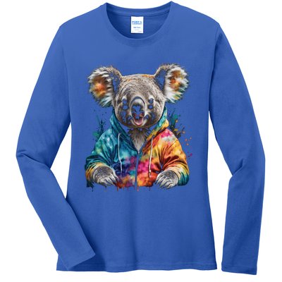 Koala Bear Funny Gift Colorful Funny Animal Art Print Graphic Cool Gift Ladies Long Sleeve Shirt