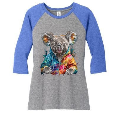 Koala Bear Funny Gift Colorful Funny Animal Art Print Graphic Cool Gift Women's Tri-Blend 3/4-Sleeve Raglan Shirt