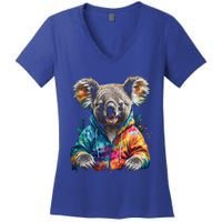 Koala Bear Funny Gift Colorful Funny Animal Art Print Graphic Cool Gift Women's V-Neck T-Shirt