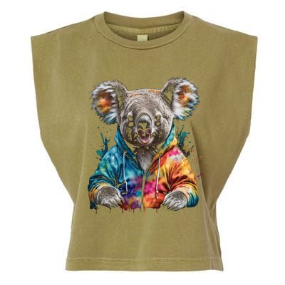 Koala Bear Funny Gift Colorful Funny Animal Art Print Graphic Cool Gift Garment-Dyed Women's Muscle Tee