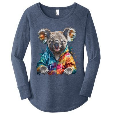 Koala Bear Funny Gift Colorful Funny Animal Art Print Graphic Cool Gift Women's Perfect Tri Tunic Long Sleeve Shirt