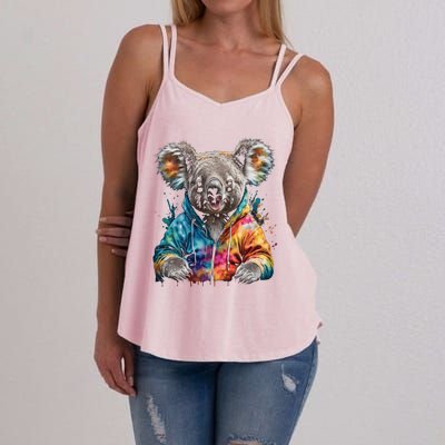 Koala Bear Funny Gift Colorful Funny Animal Art Print Graphic Cool Gift Women's Strappy Tank