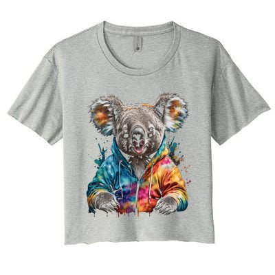 Koala Bear Funny Gift Colorful Funny Animal Art Print Graphic Cool Gift Women's Crop Top Tee