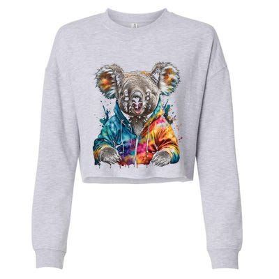 Koala Bear Funny Gift Colorful Funny Animal Art Print Graphic Cool Gift Cropped Pullover Crew