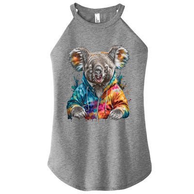 Koala Bear Funny Gift Colorful Funny Animal Art Print Graphic Cool Gift Women's Perfect Tri Rocker Tank