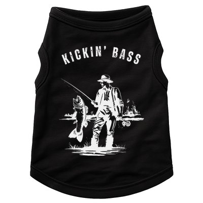 Kickin Bass Fisherman Fishing Fish Funny Outdoors Lake Doggie Tank