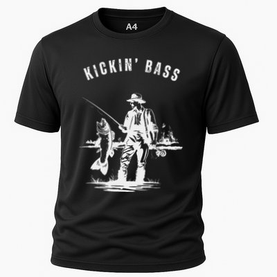 Kickin Bass Fisherman Fishing Fish Funny Outdoors Lake Performance Shirt