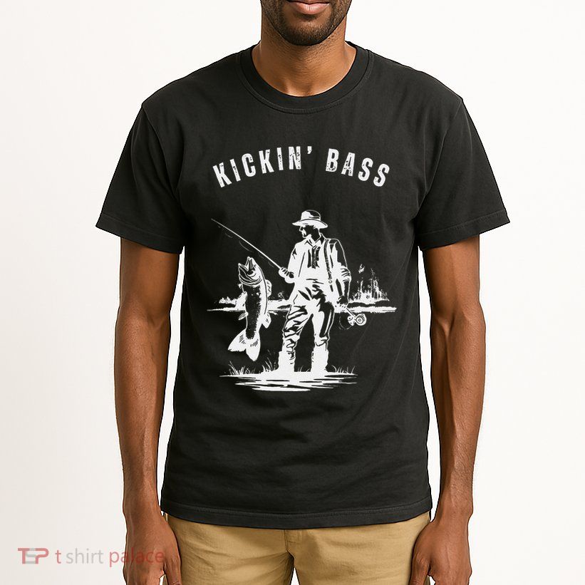 Kickin Bass Fisherman Fishing Fish Funny Outdoors Lake Tall T-Shirt