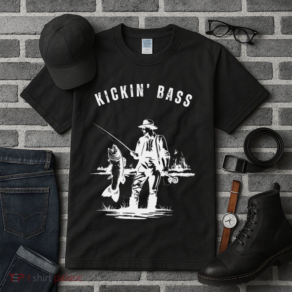 Kickin Bass Fisherman Fishing Fish Funny Outdoors Lake Tall T-Shirt