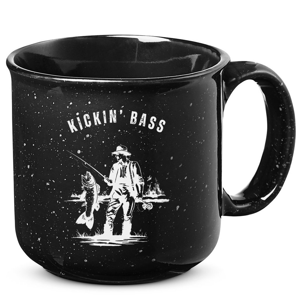 Kickin Bass Fisherman Fishing Fish Funny Outdoors Lake 15oz Campfire Ceramic Mug