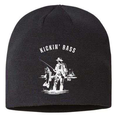 Kickin Bass Fisherman Fishing Fish Funny Outdoors Lake Sustainable Beanie