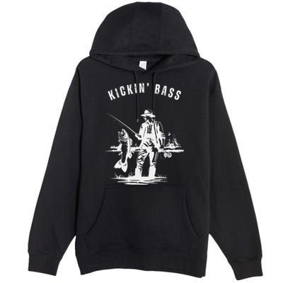 Kickin Bass Fisherman Fishing Fish Funny Outdoors Lake Premium Pullover Hoodie