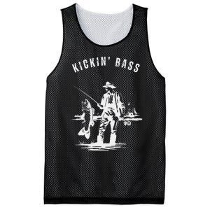 Kickin Bass Fisherman Fishing Fish Funny Outdoors Lake Mesh Reversible Basketball Jersey Tank