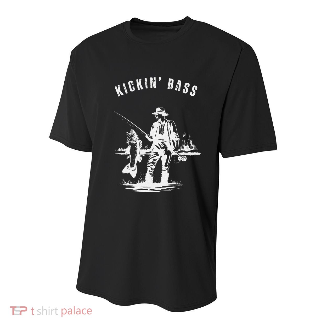 Kickin Bass Fisherman Fishing Fish Funny Outdoors Lake Youth Performance Sprint T-Shirt