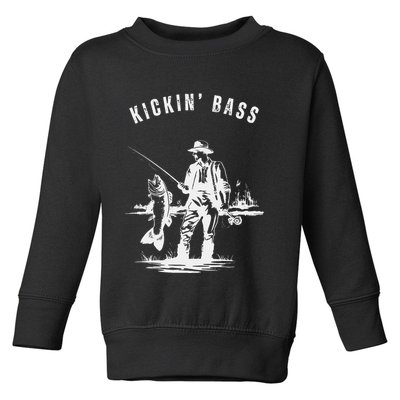 Kickin Bass Fisherman Fishing Fish Funny Outdoors Lake Toddler Sweatshirt