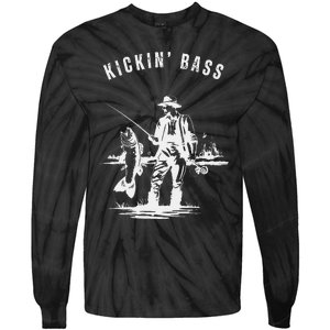 Kickin Bass Fisherman Fishing Fish Funny Outdoors Lake Tie-Dye Long Sleeve Shirt