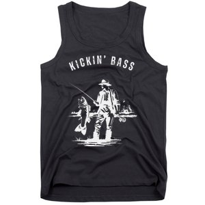 Kickin Bass Fisherman Fishing Fish Funny Outdoors Lake Tank Top