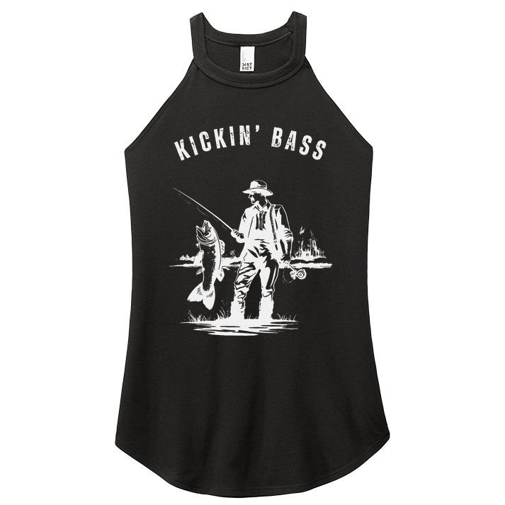 Kickin Bass Fisherman Fishing Fish Funny Outdoors Lake Women's Perfect Tri Rocker Tank
