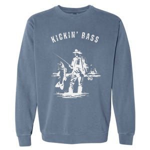 Kickin Bass Fisherman Fishing Fish Funny Outdoors Lake Garment-Dyed Sweatshirt