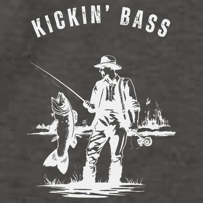 Kickin Bass Fisherman Fishing Fish Funny Outdoors Lake Vector Backpack