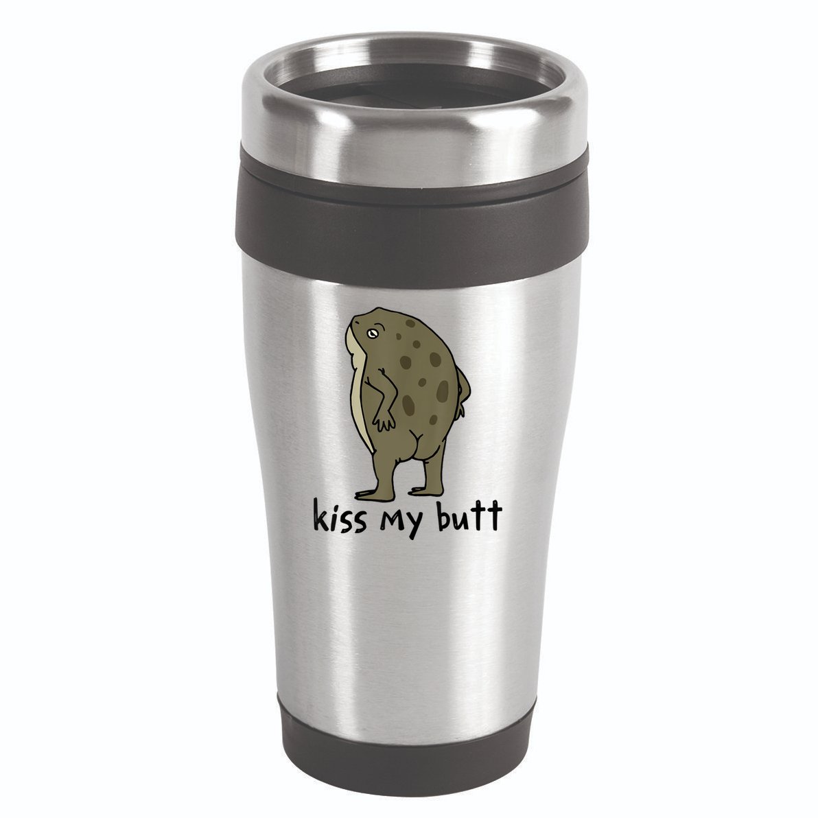 Kiss_My Butt Green Frog 16oz Travel Tumbler