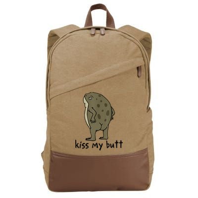 Kiss_My Butt Green Frog Cotton Canvas Backpack
