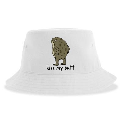 Kiss_My Butt Green Frog Sustainable Bucket Hat