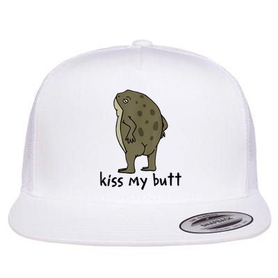 Kiss_My Butt Green Frog Flat Bill Trucker Hat
