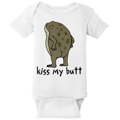 Kiss_My Butt Green Frog Baby Bodysuit