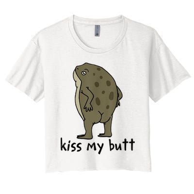 Kiss_My Butt Green Frog Women's Crop Top Tee