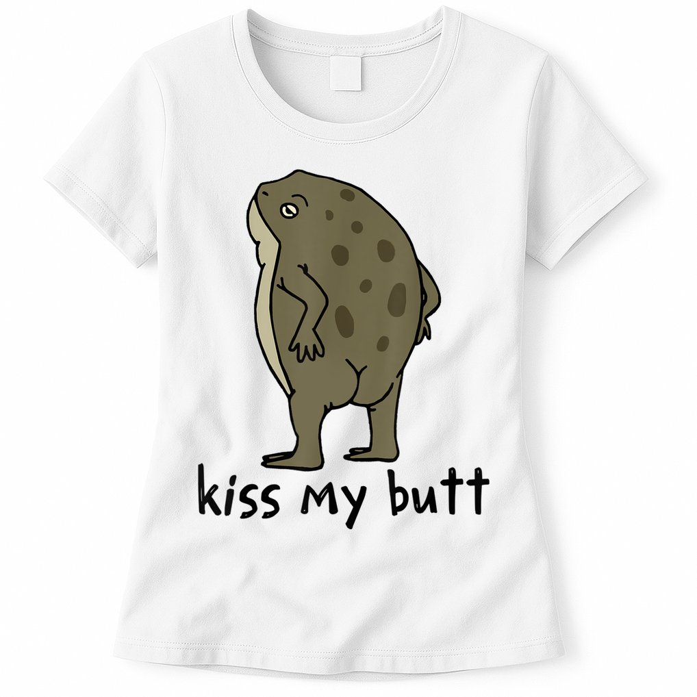 Kiss_My Butt Green Frog Womens T-Shirt