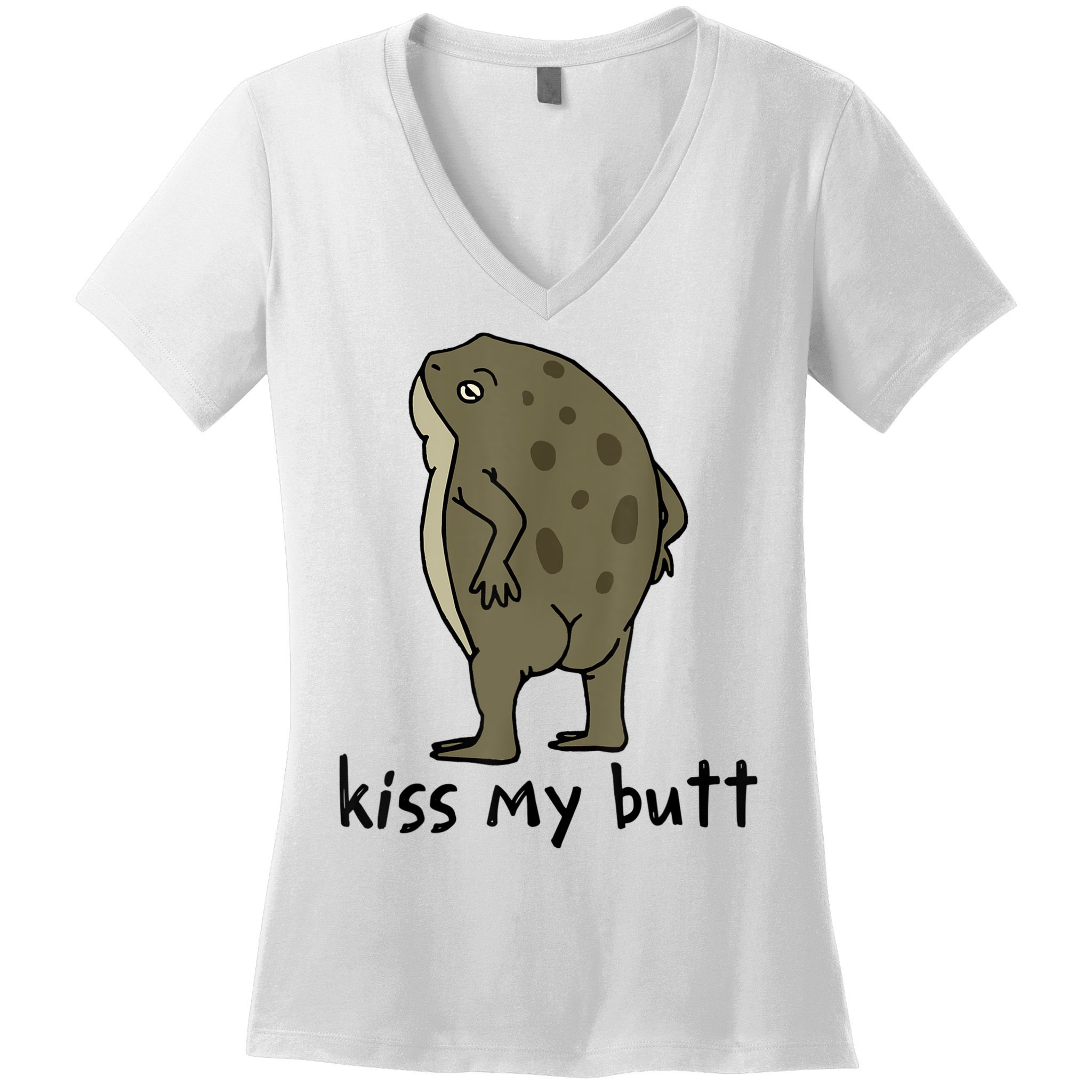Kiss_My Butt Green Frog Women's V-Neck T-Shirt