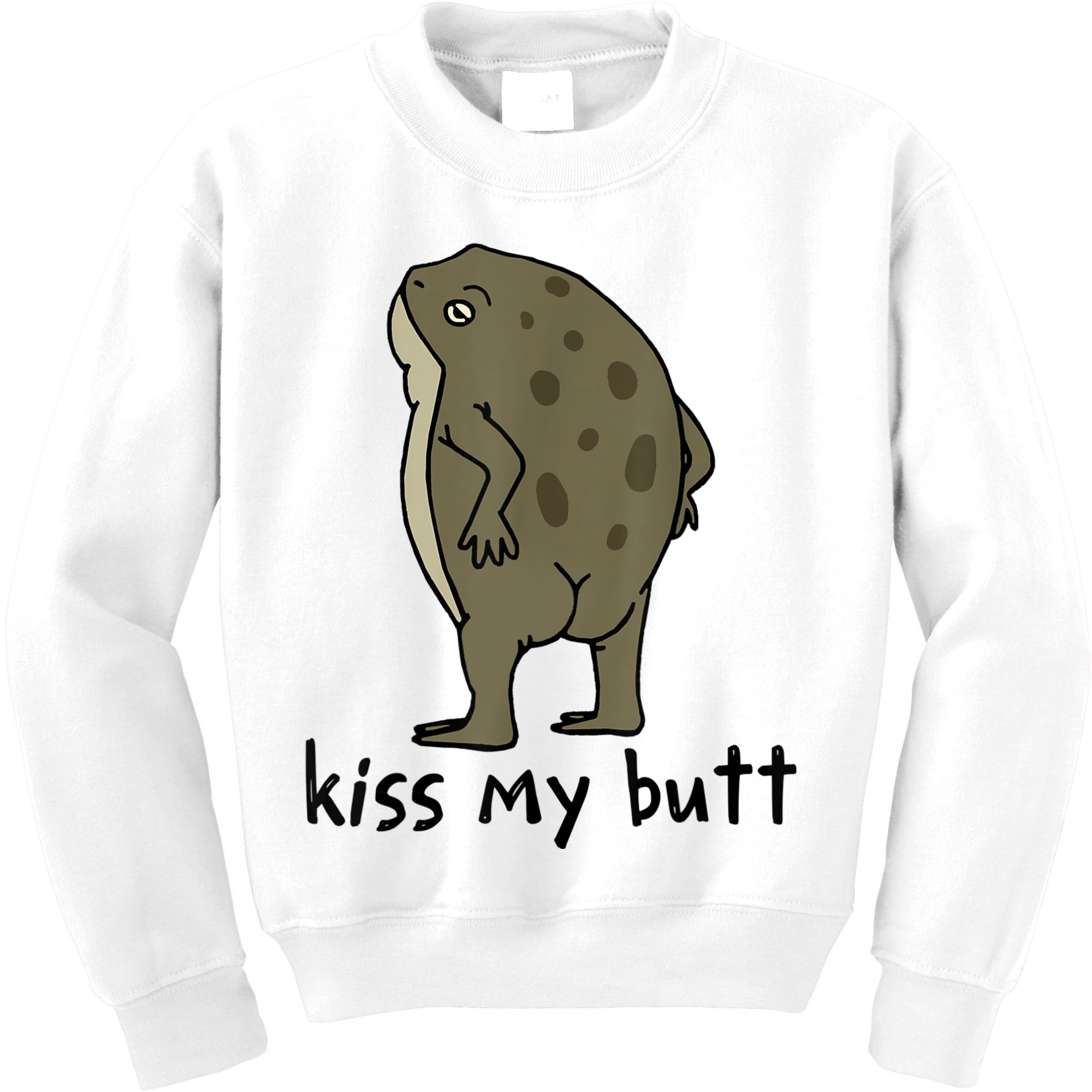 Kiss_My Butt Green Frog Kids Sweatshirt
