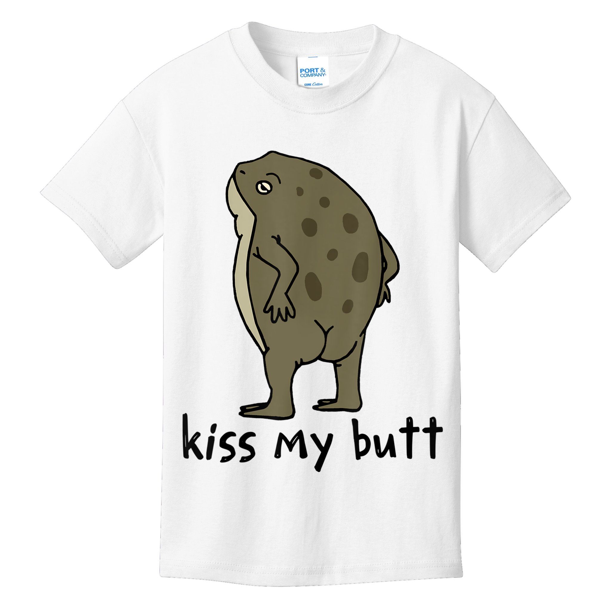 Kiss_My Butt Green Frog Kids T-Shirt
