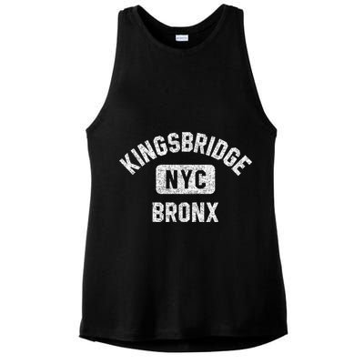 Kingsbridge Bronx Gym Style Distressed White Print Funny Gift Ladies PosiCharge Tri-Blend Wicking Tank