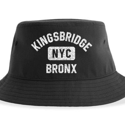 Kingsbridge Bronx Gym Style Distressed White Print Funny Gift Sustainable Bucket Hat