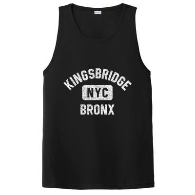Kingsbridge Bronx Gym Style Distressed White Print Funny Gift PosiCharge Competitor Tank