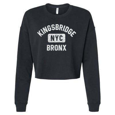 Kingsbridge Bronx Gym Style Distressed White Print Funny Gift Cropped Pullover Crew