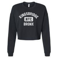 Kingsbridge Bronx Gym Style Distressed White Print Funny Gift Cropped Pullover Crew
