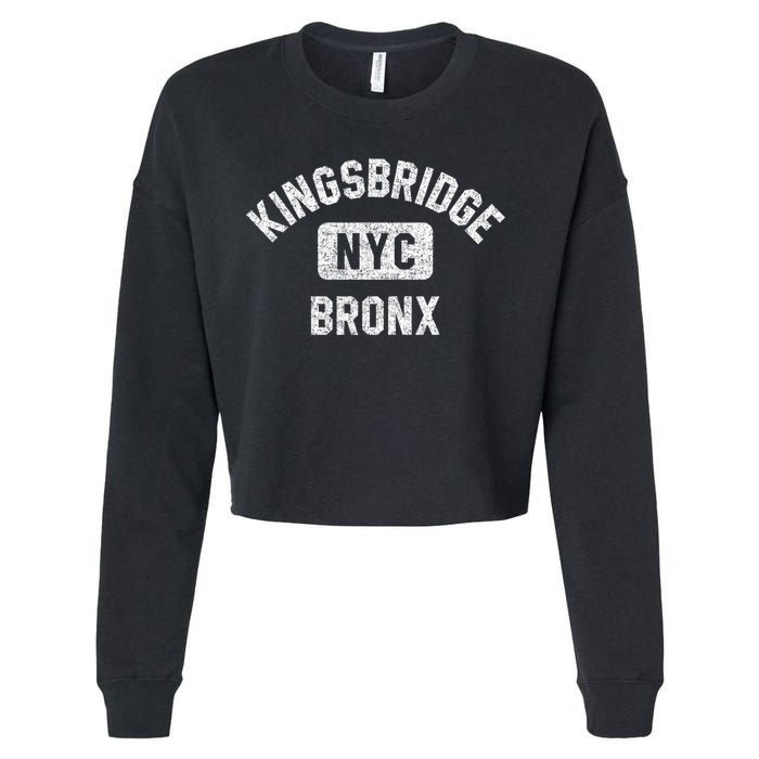 Kingsbridge Bronx Gym Style Distressed White Print Funny Gift Cropped Pullover Crew