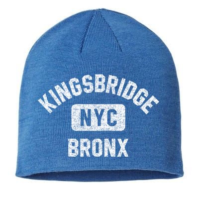 Kingsbridge Bronx Gym Style Distressed White Print Funny Gift Sustainable Beanie