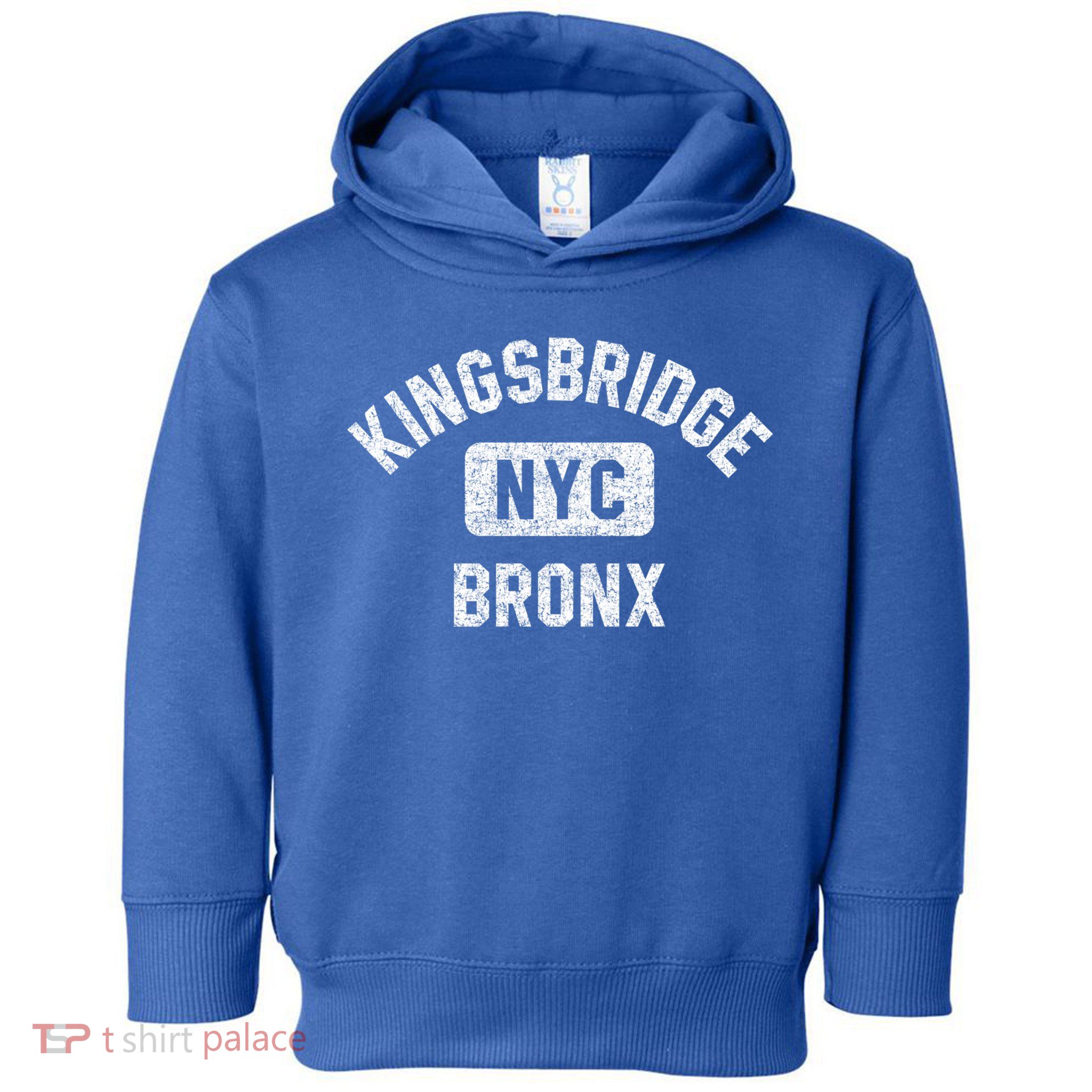 Kingsbridge Bronx Gym Style Distressed White Print Funny Gift Toddler Hoodie