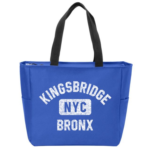 Kingsbridge Bronx Gym Style Distressed White Print Funny Gift Zip Tote Bag