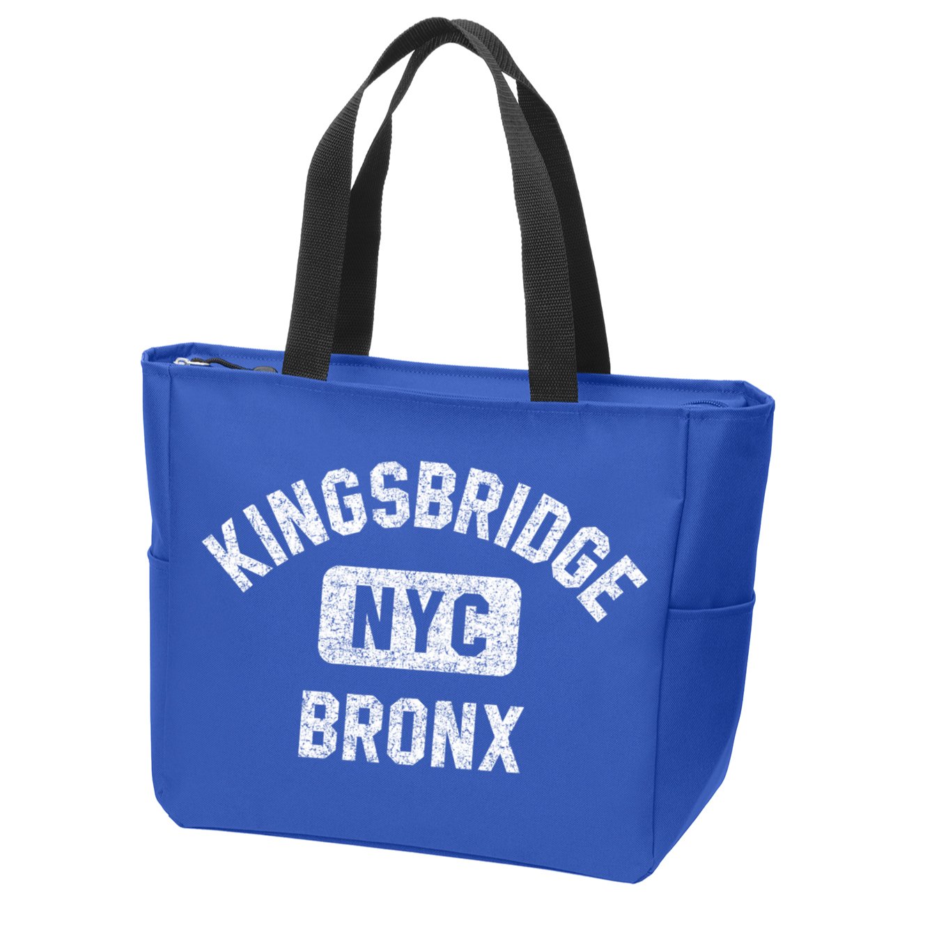 Kingsbridge Bronx Gym Style Distressed White Print Funny Gift Zip Tote Bag