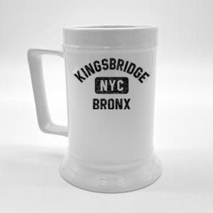 Kingsbridge Bronx Gym Style Distressed White Print Funny Gift Beer Stein