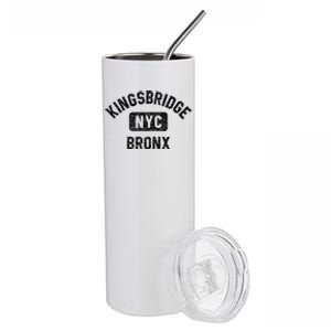 Kingsbridge Bronx Gym Style Distressed White Print Funny Gift Stainless Steel Tumbler